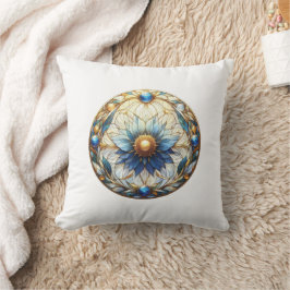 神秘的なステンドグラスの人生の花 クッション