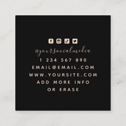 神秘的なスネークアイボール&ソードタトゥーモダンアーティスト スクエア名刺 (裏面)