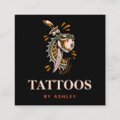 神秘的なスネークアイボール&ソードタトゥーモダンアーティスト スクエア名刺 (正面)