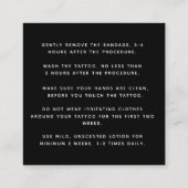 神秘的なスネークグリーンタトゥーアフターケアの指示 スクエア名刺 (裏面)