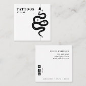 神秘的なスネークタトゥーアーティスト スクエア名刺 (正面/裏面)