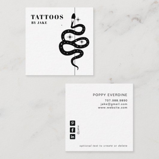 神秘的なスネークタトゥーアーティスト スクエア名刺 (正面/裏面)