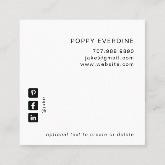 神秘的なスネークタトゥーアーティスト スクエア名刺 (裏面)