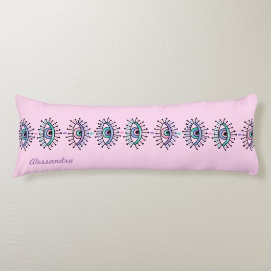 神秘的なスピリチュアルの目の両面ピンクとブルー ボディピロー (正面)