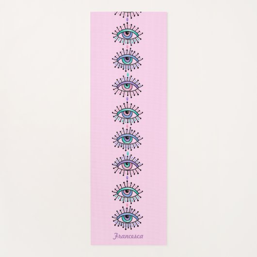 神秘的なスピリチュアルの目ピンクに三目のモチーフ ヨガマット (正面)