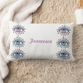 神秘的なスピリチュアルアイズデザインオンホワイト ランバークッション (ブランケット)