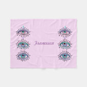 神秘的なスピリチュアルアイズピンク フリースブランケット (正面(横))