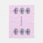 神秘的なスピリチュアルアイズピンク フリースブランケット (正面)