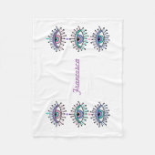 神秘的なスピリチュアルアイズホワイト フリースブランケット (正面)