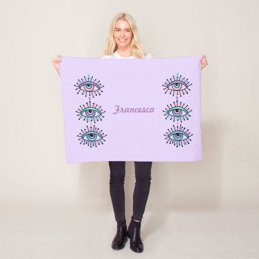 神秘的なスピリチュアルアイズラベンダー フリースブランケット (インサイチュ)