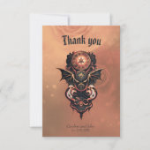 神秘的なタイムトラベル翼、スチームパンク時計。 サンキューカード (正面)