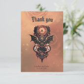 神秘的なタイムトラベル翼、スチームパンク時計。 サンキューカード (スタンド正面)