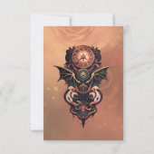 神秘的なタイムトラベル翼、スチームパンク時計。 サンキューカード (裏面)