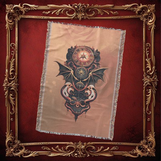 神秘的なタイムトラベル翼、スチームパンク時計。 スローブランケット