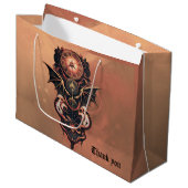 神秘的なタイムトラベル翼、スチームパンク時計。 ラージペーパーバッグ (正面アングル)