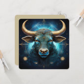 神秘的なタウラスブルブルー金ゴールドシアルアート カード (正面/裏面インサイチュ)