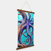神秘的なタコブルー海波抽象芸術アート 吊り下げ型タペストリー (傾斜あり)