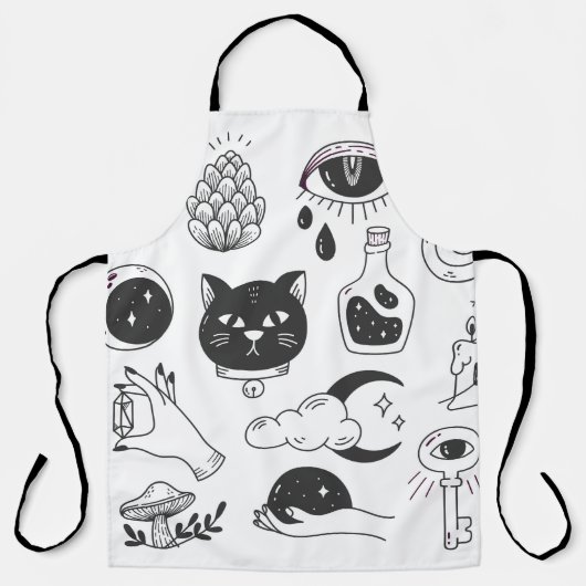 神秘的なタトゥー:手描きヴィンテージバッジ エプロン (正面)