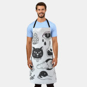 神秘的なタトゥー:手描きヴィンテージバッジ エプロン (着用した状態)
