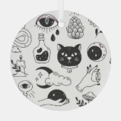 神秘的なタトゥー:手描きヴィンテージバッジ ガラスオーナメント (裏面)