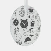 神秘的なタトゥー:手描きヴィンテージバッジ ガラスオーナメント (正面右)