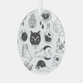 神秘的なタトゥー:手描きヴィンテージバッジ ガラスオーナメント (正面左)