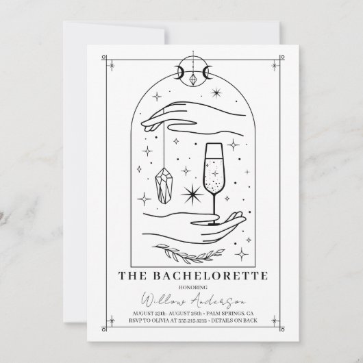 神秘的なタロットカードバチェロレッテの旅程 招待状 (正面)