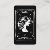 神秘的なタロットカードブラックアンドホワイト美容師 名刺 (正面)