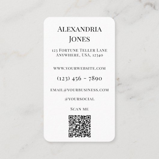 神秘的なタロットカードブラック&ホワイト歯科医 名刺 (裏面)