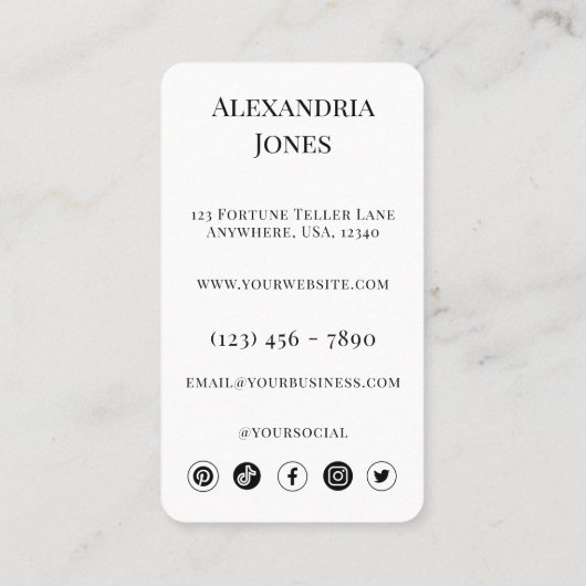 神秘的なタロットカード白黒はさみ理容師 名刺 (裏面)