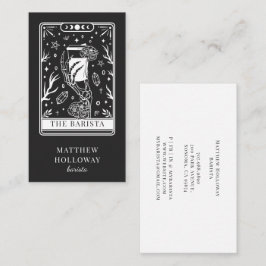 神秘的なタロットチャコールグレーバリスタ 名刺