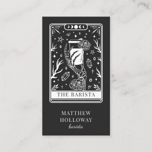 神秘的なタロットチャコールグレーバリスタ 名刺 (正面)