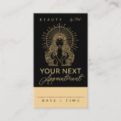 神秘的なタロットメイクアップヘア爪、 ネイルモノグラム金ゴールドブラック 予約カード (正面)