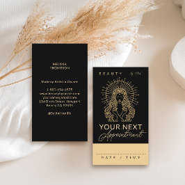 神秘的なタロットメイクアップヘア爪、 ネイルモノグラム金ゴールドブラック 予約カード