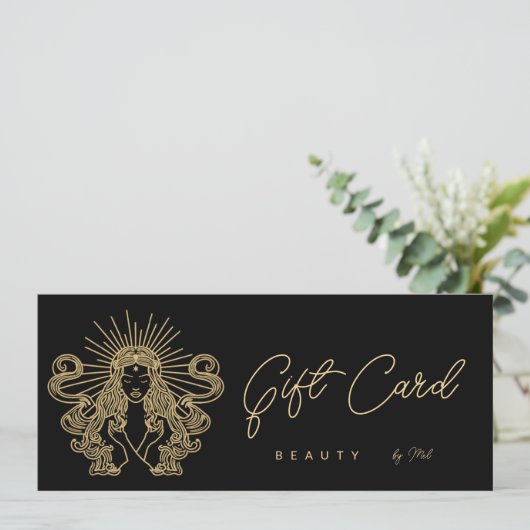 神秘的なタロットメイクアップヘア爪、 ネイル金ゴールドブラックギフトカード (スタンド正面)