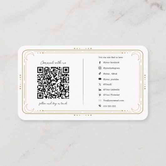 神秘的なタロットリーダソーシャルメディアつながりQR 名刺 (裏面)