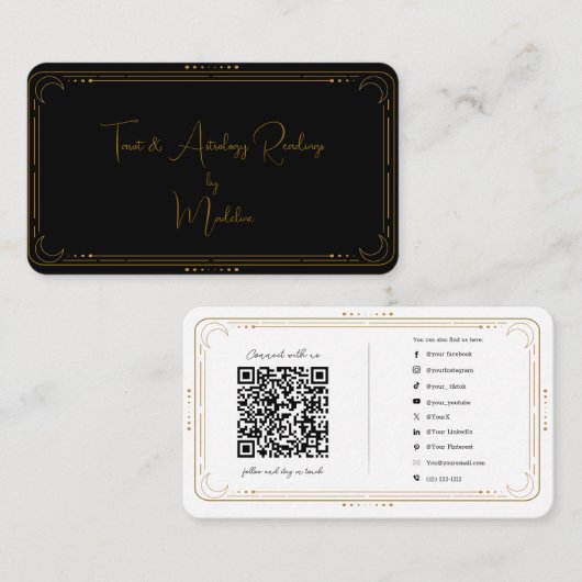 神秘的なタロットリーダソーシャルメディアつながりQR 名刺 (正面/裏面)