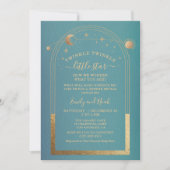 神秘的なターコイズゴールドの太陽月星のベビーシャワー 招待状 (正面)