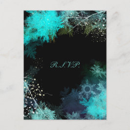 神秘的なターコイズフォレストウェディングRSVP インビテーションポストカード