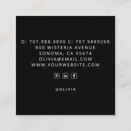 神秘的なダークボホフローラ曼荼羅 スクエア名刺 (裏面)