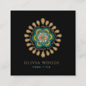 神秘的なダークボホフローラ曼荼羅 スクエア名刺 (正面)