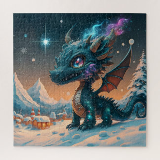 神秘的なチビ(小さくかわいく書いた感じ)ドラゴンウィンターランドスケープ ジグソーパズル