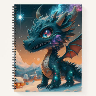 神秘的なチビ(小さくかわいく書いた感じ)ドラゴンウィンターランドスケープ ノートブック