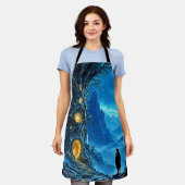 神秘的なツリーホームドリームスケープ エプロン (着用した状態)