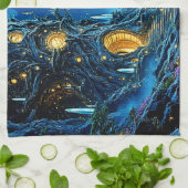 神秘的なツリーホームドリームスケープ キッチンタオル (折り畳み)