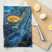 神秘的なツリーホームドリームスケープ キッチンタオル (四つ折り)