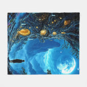 神秘的なツリーホームドリームスケープ フリースブランケット (正面(横))