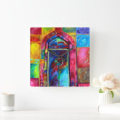 神秘的なテンプルダンサー、デザイナーの時計 – 贈り物 スクエア壁時計 (ホーム)