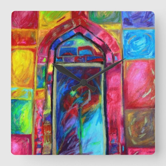 神秘的なテンプルダンサー、デザイナーの時計 – 贈り物 スクエア壁時計 (正面)