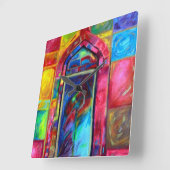 神秘的なテンプルダンサー、デザイナーの時計 – 贈り物 スクエア壁時計 (傾斜)